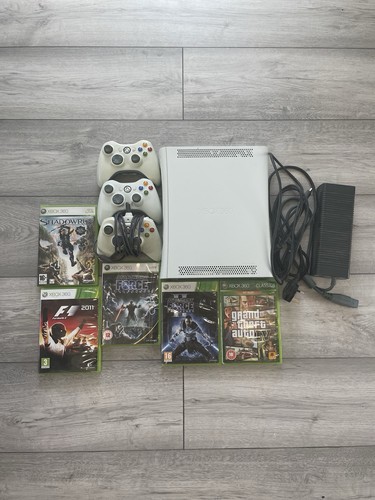 White xbox 360 console - white, console,